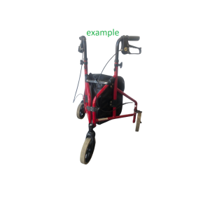red three wheel walker