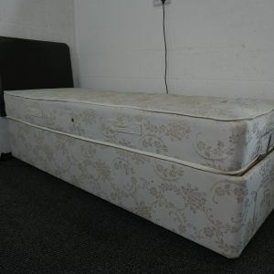 Bed - 2ft 6in Adjustable Bed with Leather Effect Headboard & Mattress